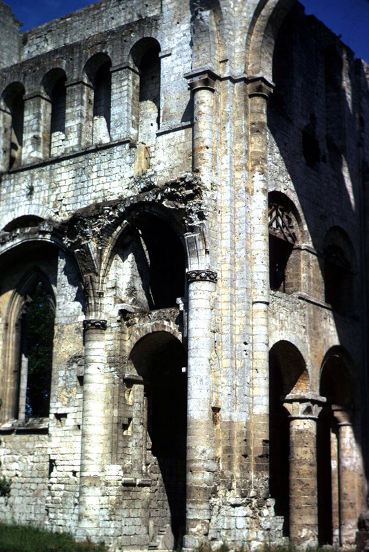 Jumièges (Seine Maritime) : abbatiale Notre Dame. Elévation de la croisée