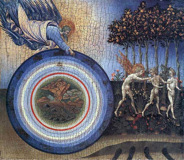 Giovanni di Paolo : la création et l’expulsion du paradis. Vers 1445. Tempera et or sur bois, 46, 4 x 52,1 cm. New York, Metropolitan Museum of Art