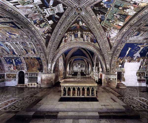 Pietro Lorenzetti : Vue panoramique des fresques. 1320-1340. Fresque. Assise, église inférieure Saint François