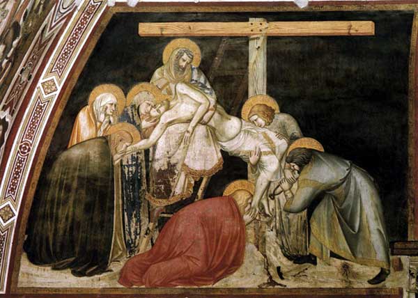 Pietro Lorenzetti : La deposition de la croix, détail. Vers 1320. Fresque. Assise, église inférieure saint François, transept sud