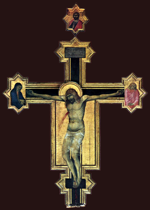  Pietro Lorenzetti : Crucifix. Vers 1320. Panneau de bois, 380 x 274 cm. Cortone, Musée diocésain