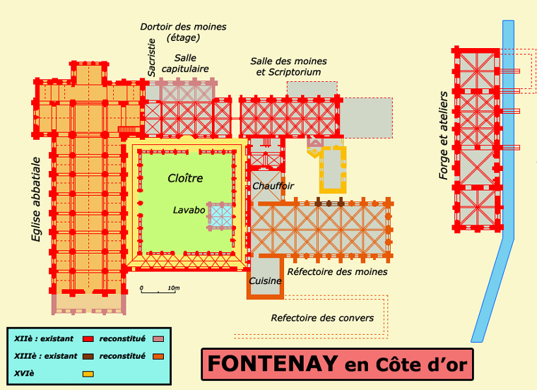 Plan de l’abbaye cistercienne de Fontenay en Côte d’Or