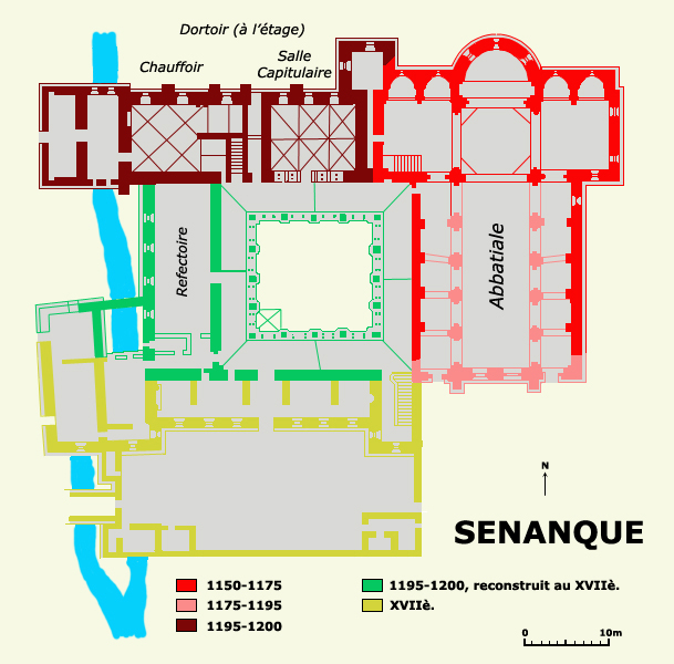 Plan de l’abbaye cistercienne de Sénanque dans le Vaucluse