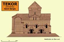 Tékor en Arménie : l’église saint Sargis : restitution du côté sud
