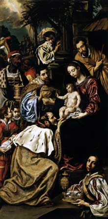 Luis Tristan de Escamilla : l’adoration des Mages. 1620. Huile sur toile, 232 x 115cm. Budapest, Musée des Beaux Arts