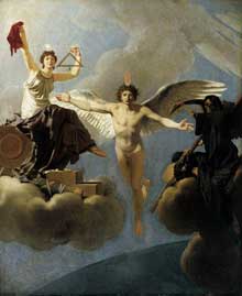 Jean Baptiste Regnault : Le Génie de la France entre la Liberté et la Mort. 1795. Huile sur toile, 60 x 49 cm. Hambourg, Kunsthalle.