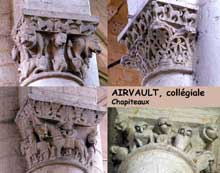 Airvault (Deux Sèvres) : chapiteaux de la collégiale.