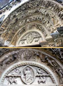Civray (Vienne) : l’église saint Nicolas. Le portail. Le tympan