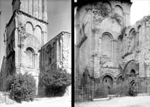 Déols (Indre) : l’abbaye Notre Dame de Bourg-Dieu. La base du clocher et les vestiges du narthex