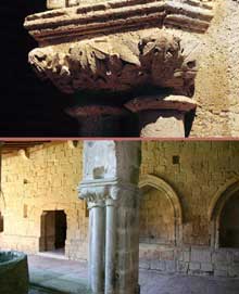 Flaran (Gers) : abbaye cistercienne. Le cloître. Partie romane