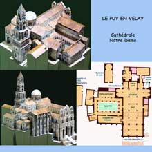 Le Puy en Velay. La cathédrale Notre Dame. Maquettes et plan
