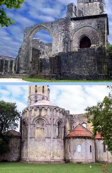 La Sauve Majeure (Gironde) : abbaye Notre Dame de la Grande Sauve. Façade occidentale et chevet