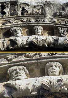 Saint Paul Trois Châteaux (Drôme) : ancienne cathédrale : détails des voussures du portail de la façade occidentale