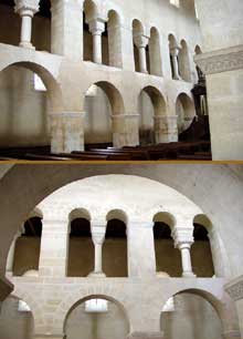 Vignory (Haute Marne) : l’église saint Etienne. La nef : élévation et claire voie