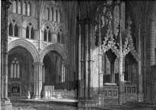 Lincoln, cathédrale : le chœur. Lithographie de 1819