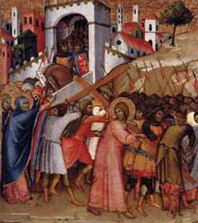 Andrea di Bartolo : le chemin de croix. Vers 1415-1420. Tempera sur panneau de bois, 55 x 49 cm. Madrid, Fundación Colección Thyssen-Bornemisza