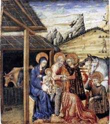 L’adoration des Mages. Vers 1462. Tempera et or sur bois, 27 x 23 cm. New York, Metropolitan Museum of Art