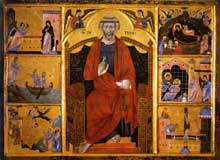  Guido di Graziano : Saint Pierre. Après 1280. Tempera et or sur panneau, 100,5 x 141 cm. Sienne, Pinacothèque Nationale