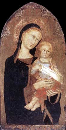 Vierge à l’enfant. 1330s. Tempera sur panneau de bois, 73 x 41,5 cm. Rome, Galleria Nazionale d’Arte Antica