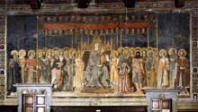 Lippo Memmi : Maestà. 1317-1318. Fresque. San Gimignano, Palazzo Pubblico