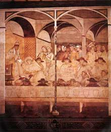 Ambrogio Lorenzetti : Le serment de Saint Louis de Toulouse. 1324-1327. Fresque. Sienne, San Francesco