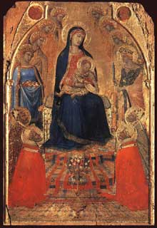 Ambrogio Lorenzetti : Petite Maestà. 1335-1340. Tempera sur bois, 49 x 32,5 cm. Sienne, Pinacothèque. Nazionale