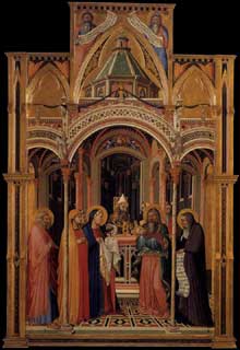 Ambrogio Lorenzetti : La Présentation au Temple. 1342. Panneau de bois, 257 x 168 cm. Florence, les Offices