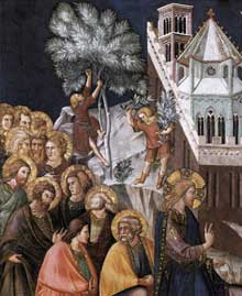 Pietro Lorenzetti : Entrée du Christ à Jerusalem, détail. Vers 1320. Fresque. Assise, église inférieure saint François, transept sud