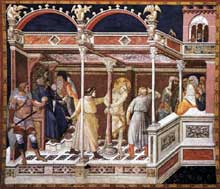 Pietro Lorenzetti : La flagellation du Christ. Vers 1320. Fresque. Assise, église inférieure saint François, transept sud