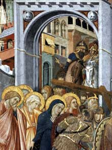 Pietro Lorenzetti : Le chemin du Calvaire, détail. Vers 1320. Fresque. Assise, église inférieure saint François, transept sud