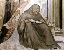 Pietro Lorenzetti : Les stigmates de Saint Francois, détail. Vers 1320. Fresque. Assise, église inférieure saint François, transept sud