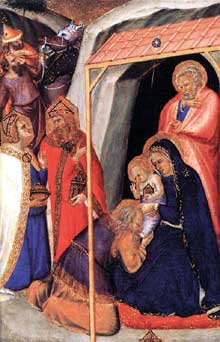 Pietro Lorenzetti : Adoration des mages. Vers 1340. Bois, 33 x 24 cm. Paris, Musée du Louvre