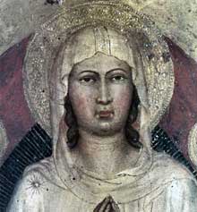  Martino di Bartolommeo : Assomption de la Vierge, détail. Vers 1408.Panneau de bois, 135 x 52 cm. Cortone, Museo Diocesano