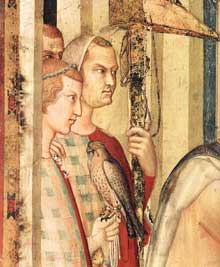 Simone Martini : Saint Martin adoubé chevalier, détail. 1312-1317. Fresque, 87 x 61 cm. Assise, chapelle Saint Martin, église inférieure Saint François