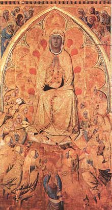 Ugolino Lorenzetti : Assomption de la Vierge. 1340s. Panneau de bois. Sienne, Pinacothèque Nationale