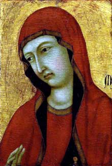 Ugolino da Nerio : Sainte Marie Madeleine. Vers 1320. Tempera sur panneau de bois, 37 x 25 cm. Boston, Museum of Fine Arts