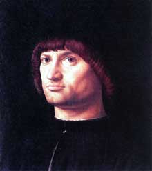 Antonello de Messine (1430-1479) : Portrait d’homme « Il Condottiere ». 1475. Huile sur bois, 35 x 38cm. Paris, Musée du Louvre. (Histoire de l’art - Quattrocento