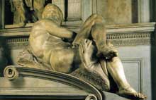 Tombe de Jules de Médicis. Le jour. 1526-1533. Marbre, 185 cm. Nouvelle Sacristie, San Lorenzo, Florence