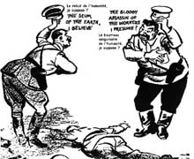 Caricature du pacte germano-soviétique : « Le rebut de l’humanité, je suppose ? » - « Le bourreau sanguinaire des travailleurs, je présume ? »