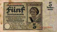 Un billet de 5 Rentenmarks